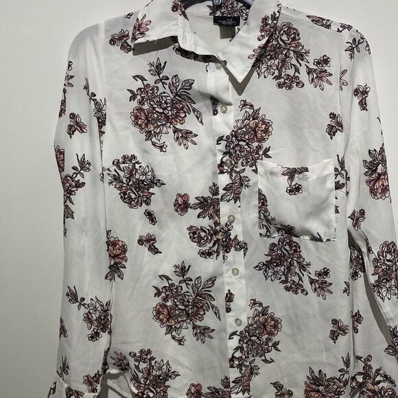 Rue21 Women's Multicolor Floral Collared Long Sleeve Button Up Shirt Size XS - Picture 4 of 7